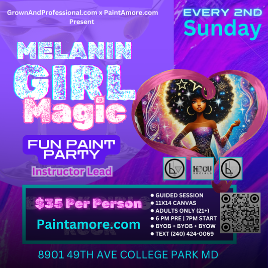 Melanin Girl Magic - Paint and Party (Predrawn Canvases)